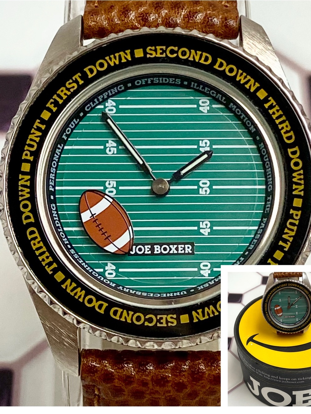 Vintage 1996 Joe Boxer X Timex Animated "Go Long" Watch Rotating Football
